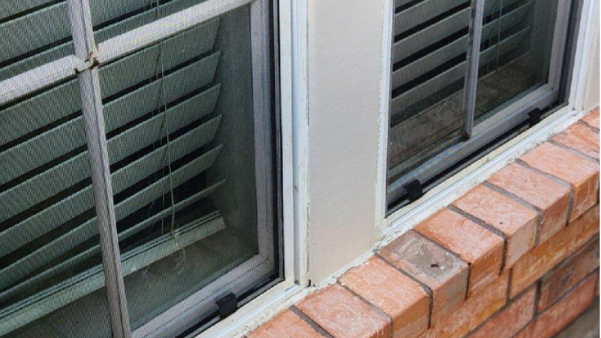 Mildew on brick and window frames, after cleaning